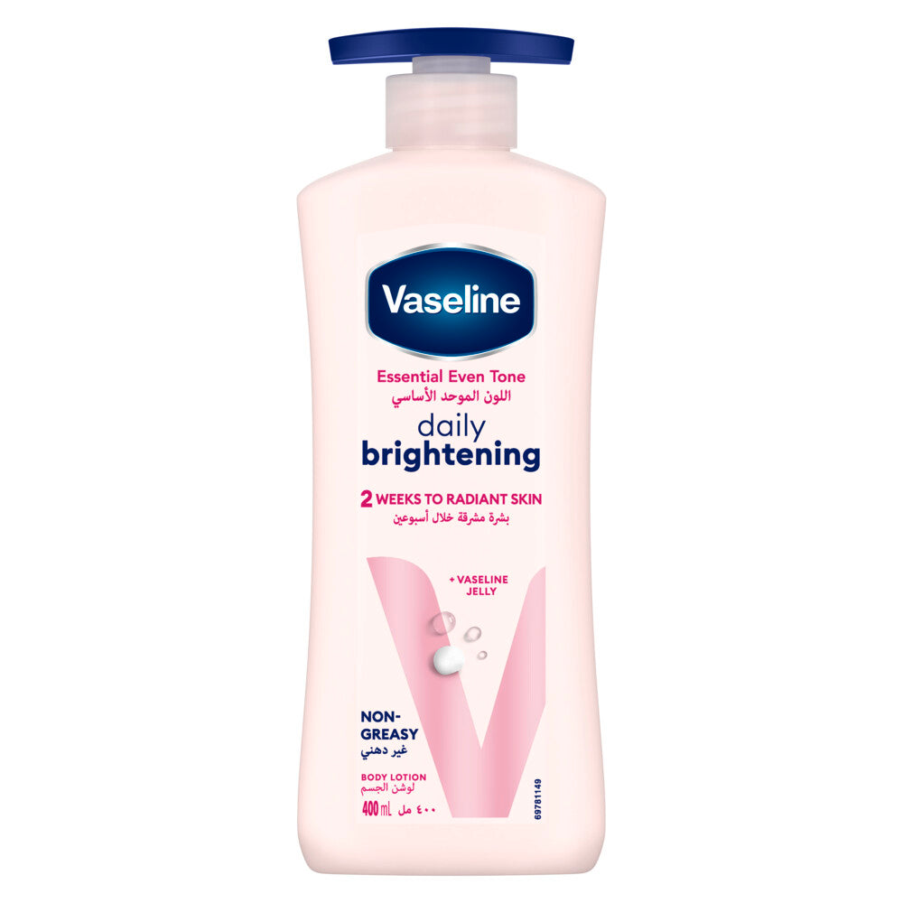 VASELINE Essential Body Lotion, Even Tone Daily Brightening, 2 weeks to radiant, glowing skin, 400ml