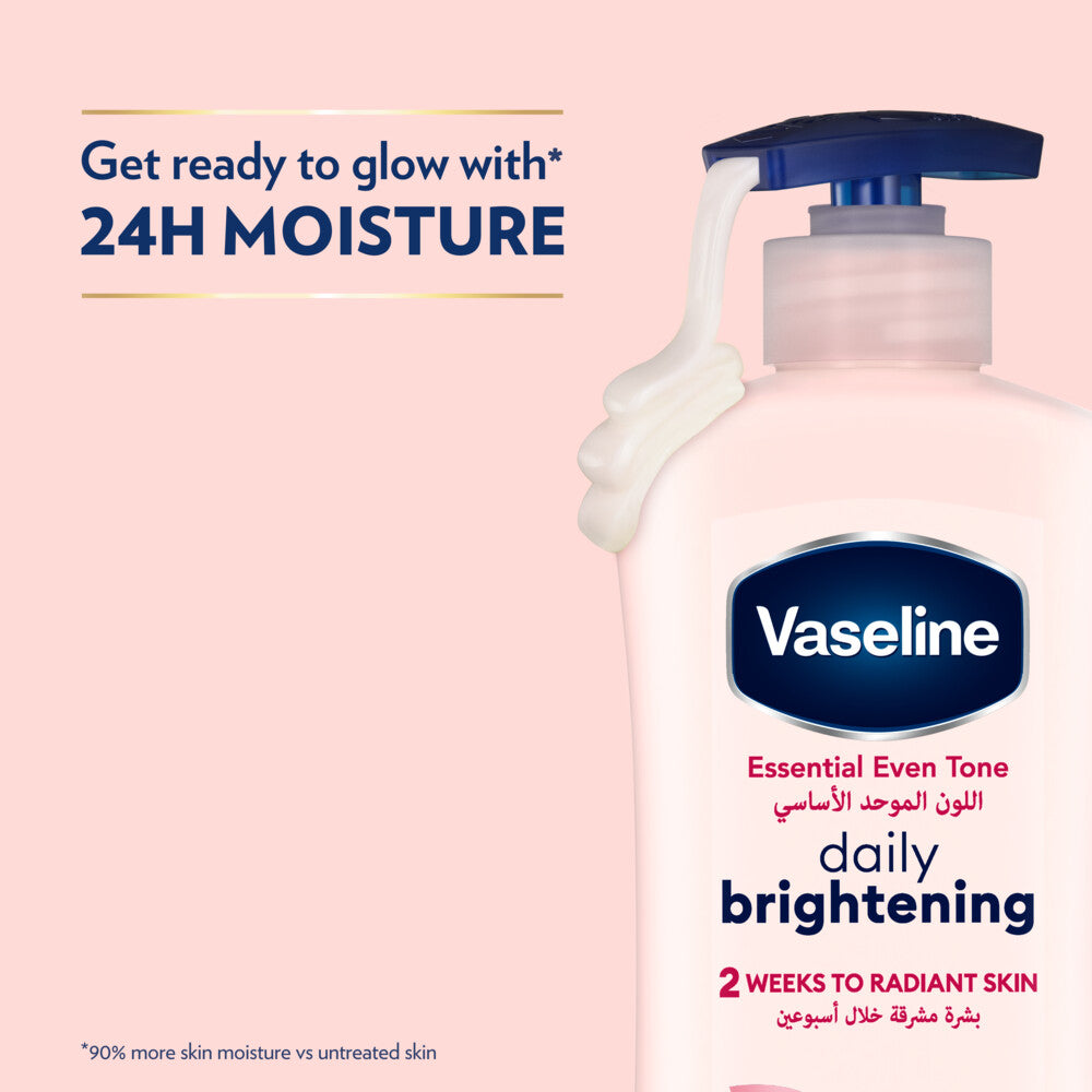 VASELINE Essential Body Lotion, Even Tone Daily Brightening, 2 weeks to radiant, glowing skin, 400ml