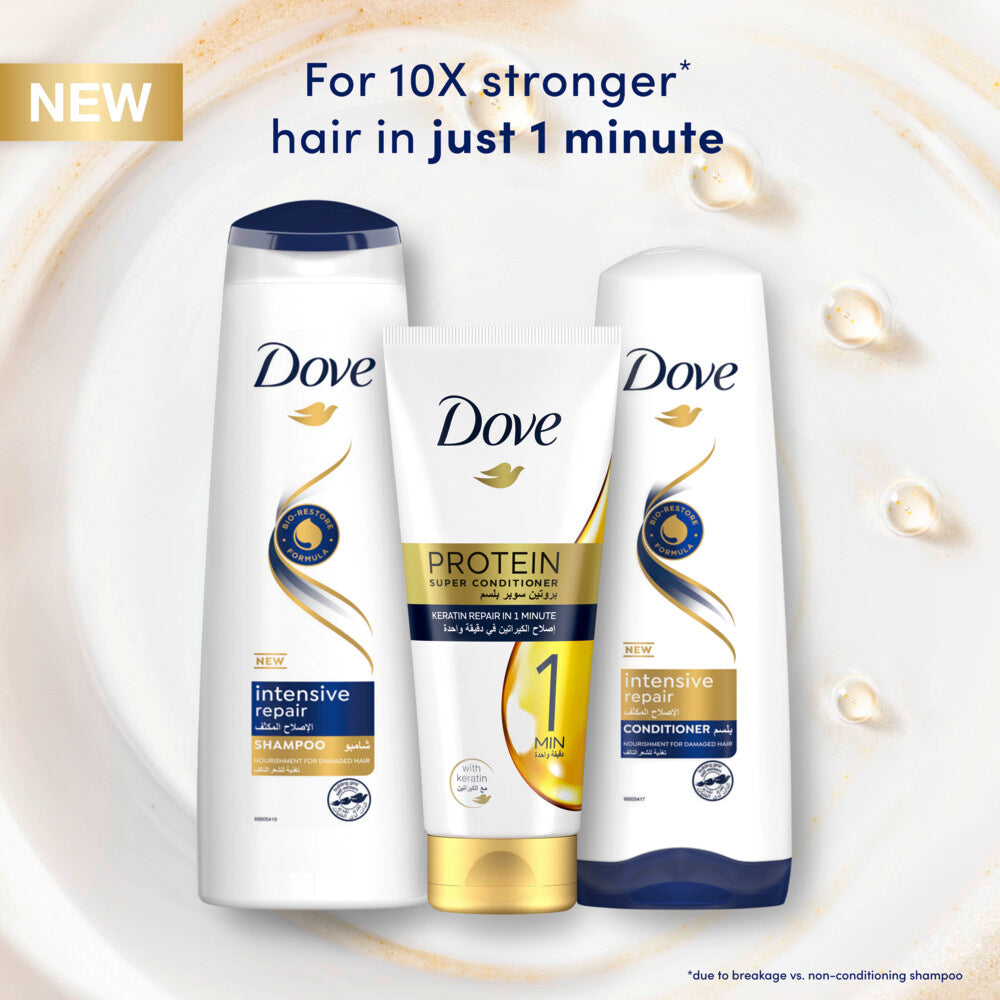 DOVE Protein Super Conditioner repairs damaged hair in just 1 minute!