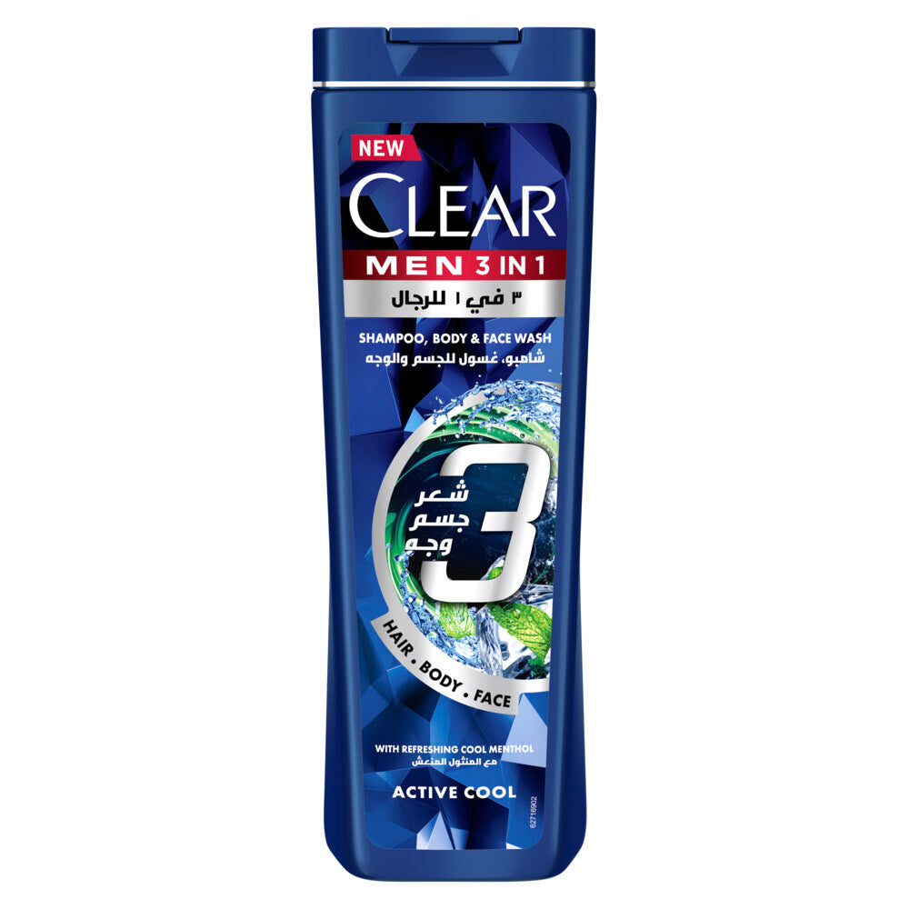 Clear Men 3in1 Shampoo, Body + Face Wash