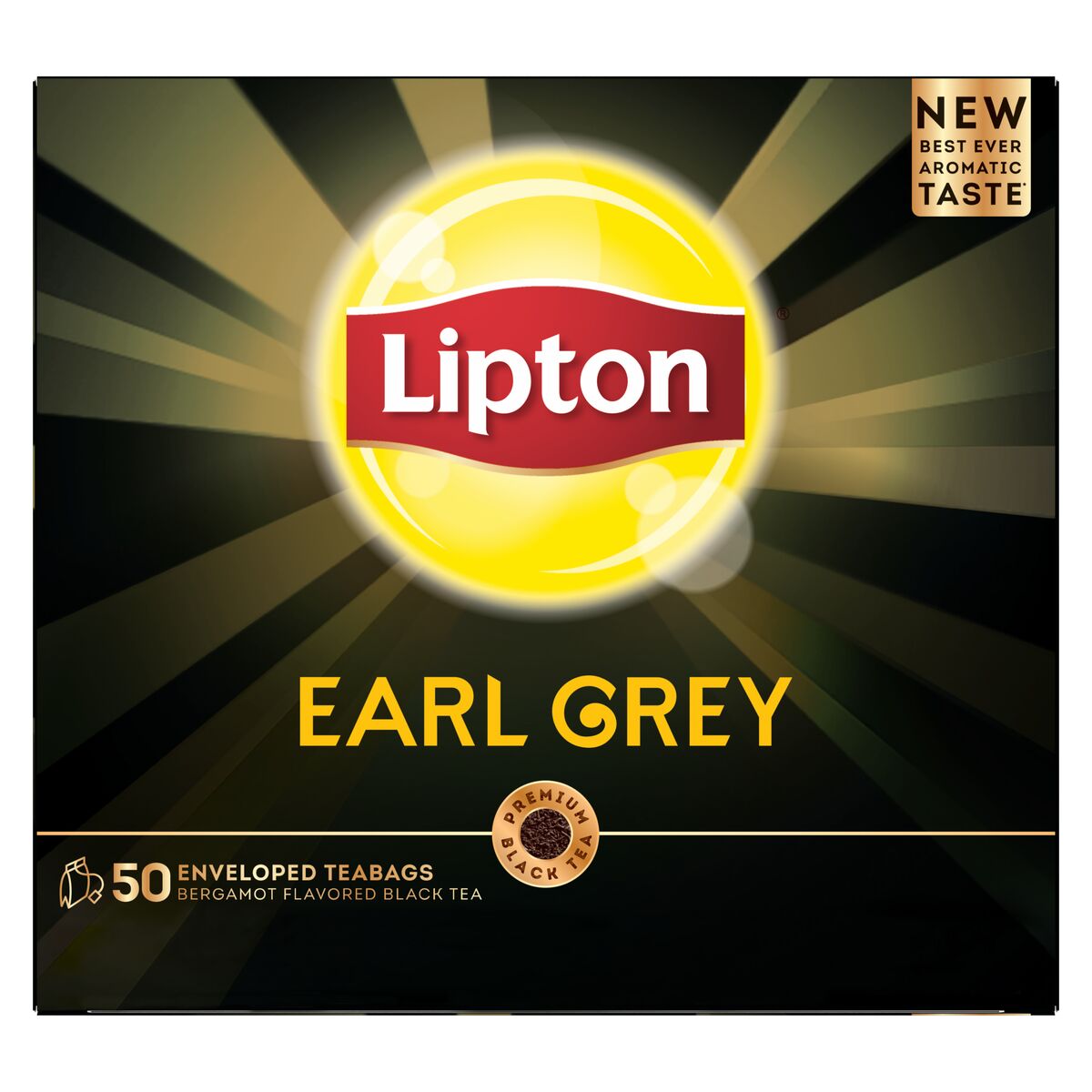 Lipton Black Tea Earl Grey, 50 Envelope Teabags