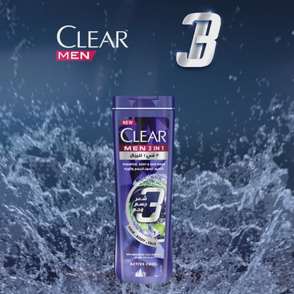 Clear Men 3in1 Shampoo, Body + Face Wash